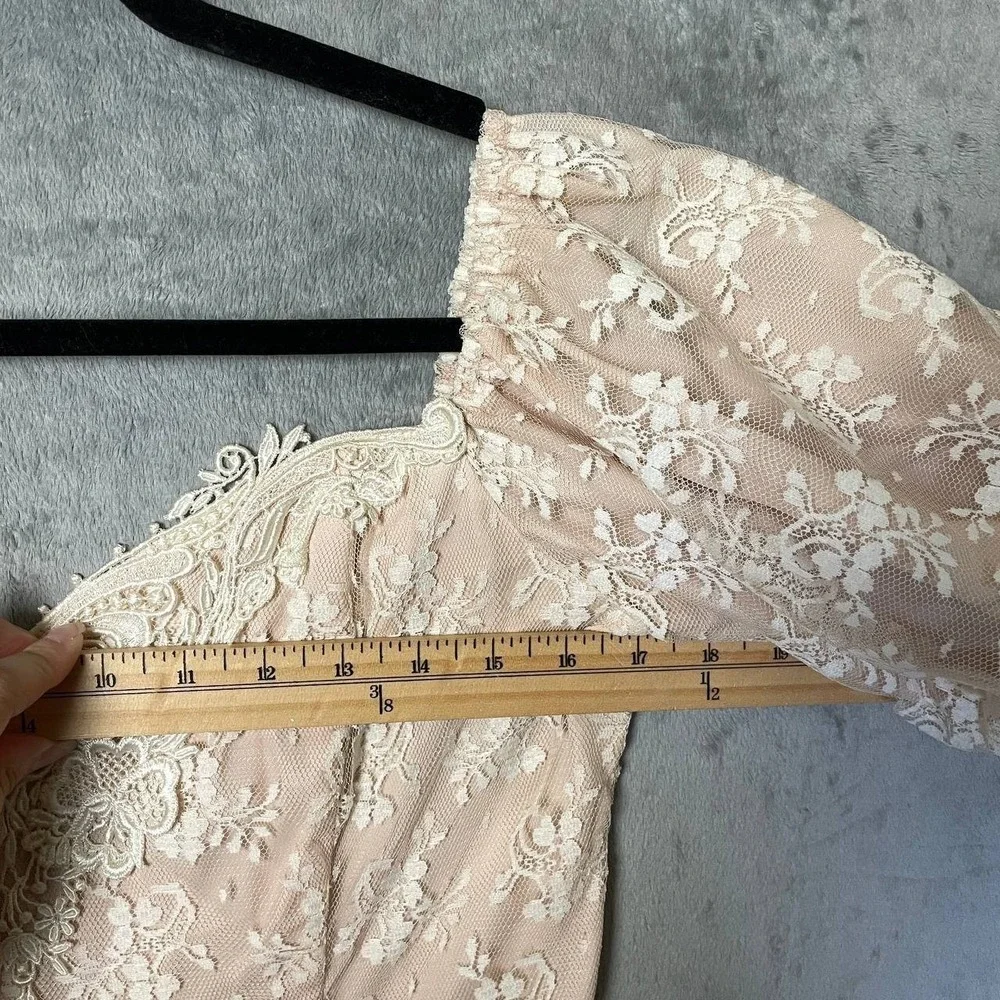Vintage Scott McClintock Lace Prairie Cottagecore Puff Sleeve Formal Dress 14